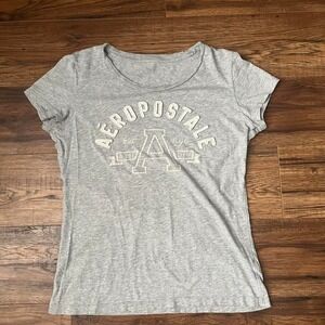 Vintage Aeropostale Short Sleeve Grey Graphic Baby Tee Women Large Streetwear